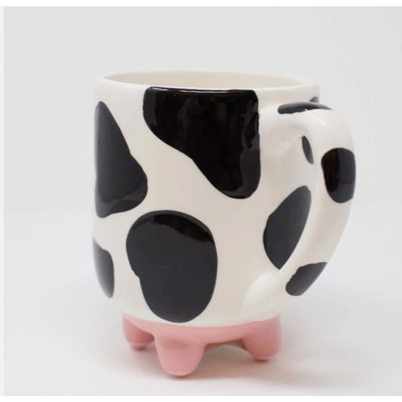 Udderly Cow 20 Oz Ceramic Hand Painted Mug Trendy Farmhouse Gift Pink Black - Picture 4 of 8